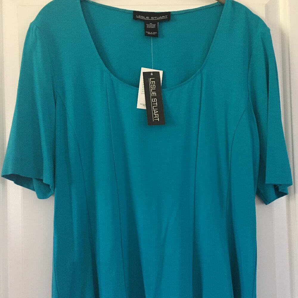 Leslie Stuart New Teal Short Sleeved Top Women's XL